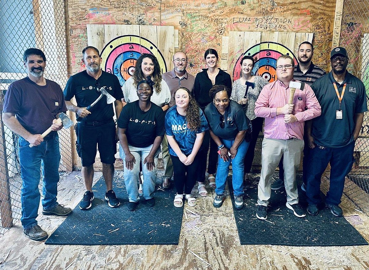 Team celebration axe throwing